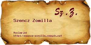 Szencz Zomilla névjegykártya